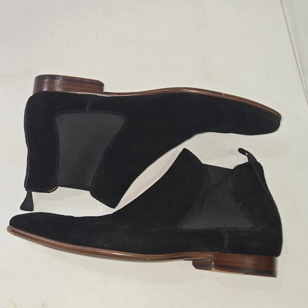 ALDO Mens Black Suede Chelsea Boots Size 10 Pointed Toe Ankle Boot AC439
